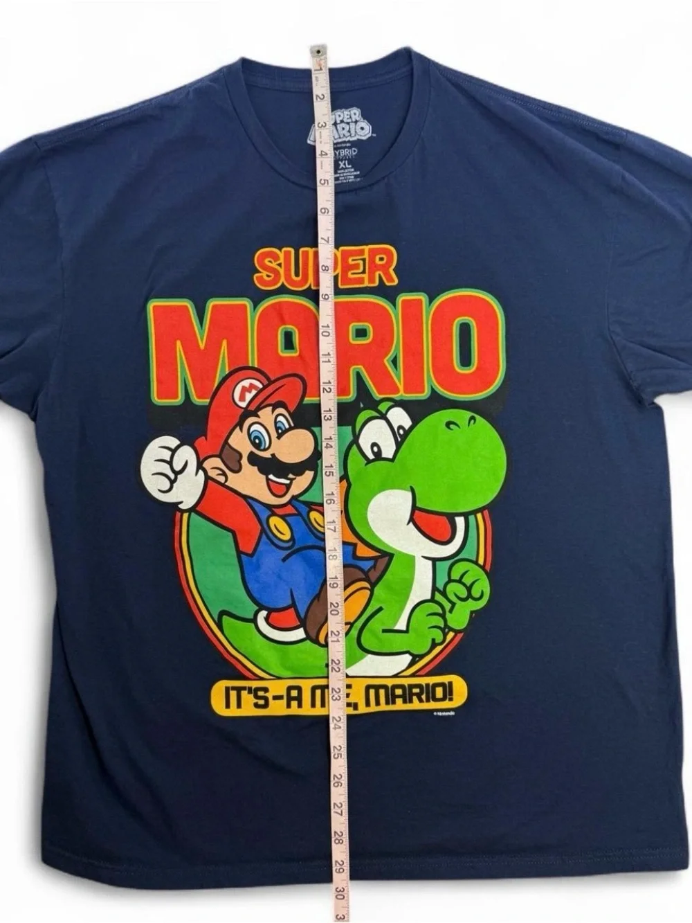 Super Mario Bros Men’s XL T-Shirt Navy Blue Yoshi 